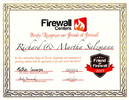 Firewall Center Friend of Firewall Certificate
