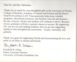 Thank you from the University of Florida College of Dentistry